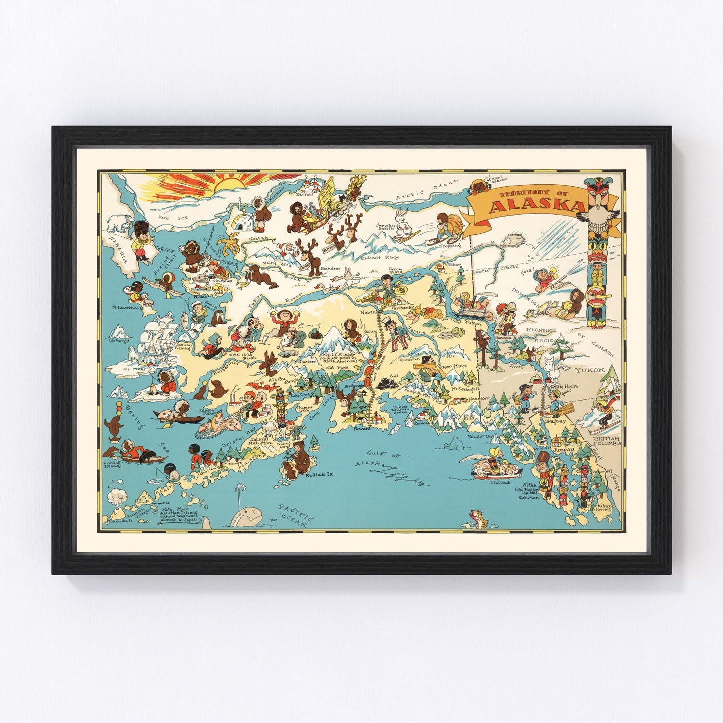 Vintage map of Alaska, 1935 - restored print