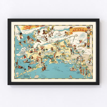 Vintage map of Alaska, 1935 - restored print