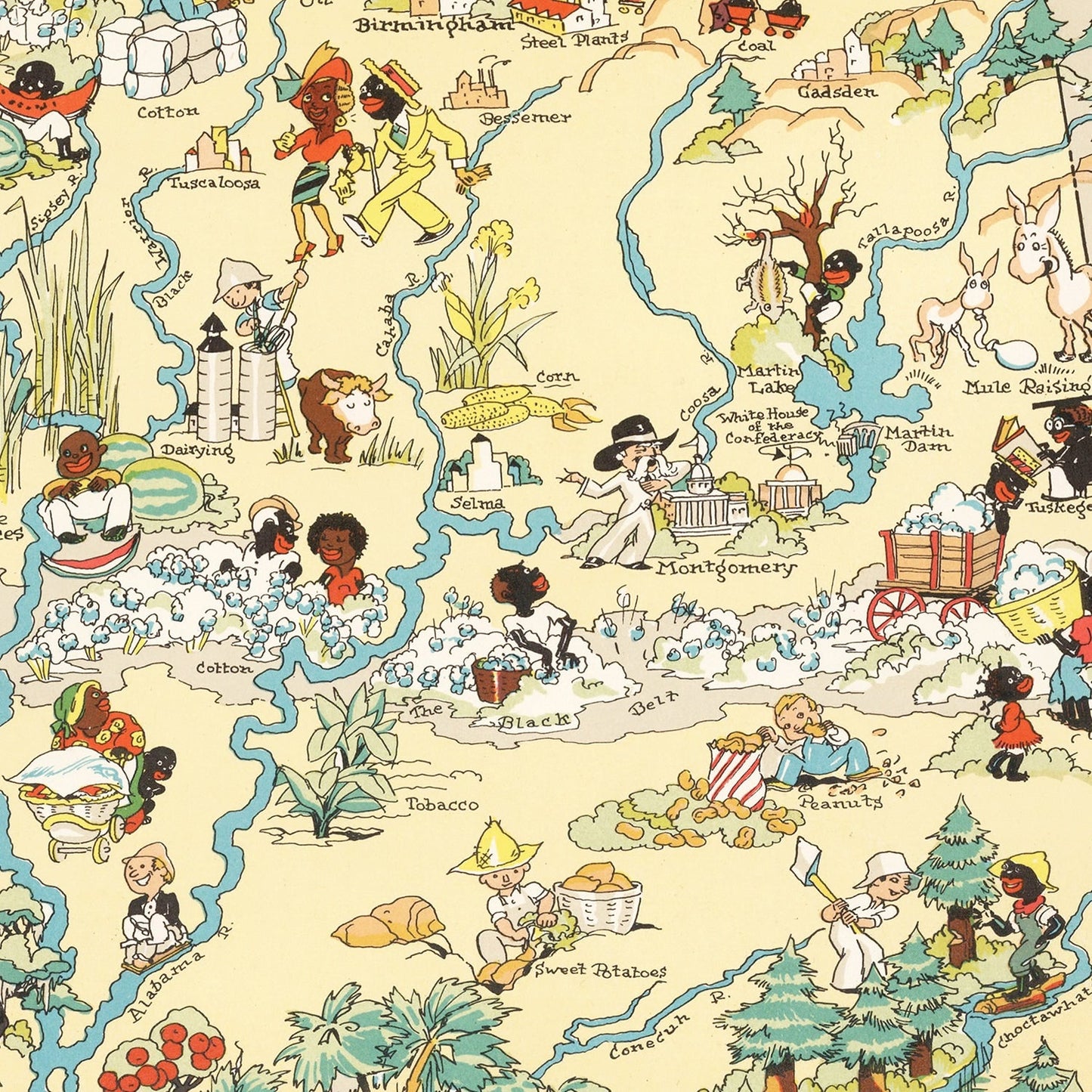 Vintage Map of Alabama, 1935 - Portrait