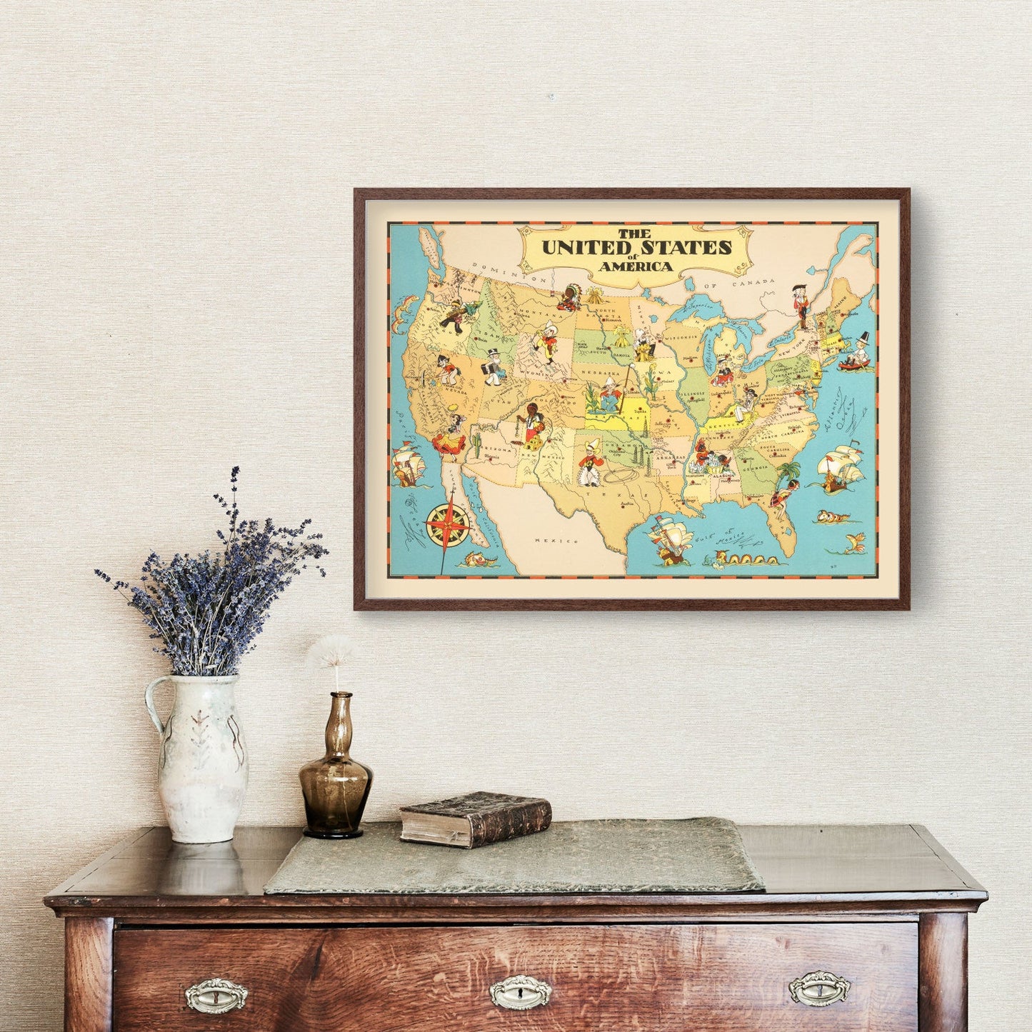 Vintage Map of the United States, 1935