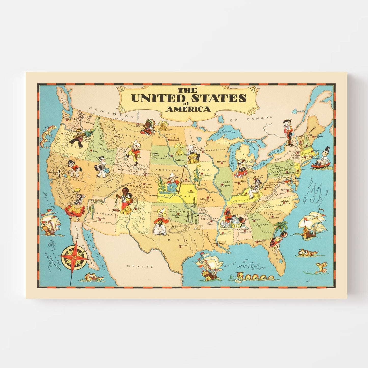 Vintage Map of the United States, 1935