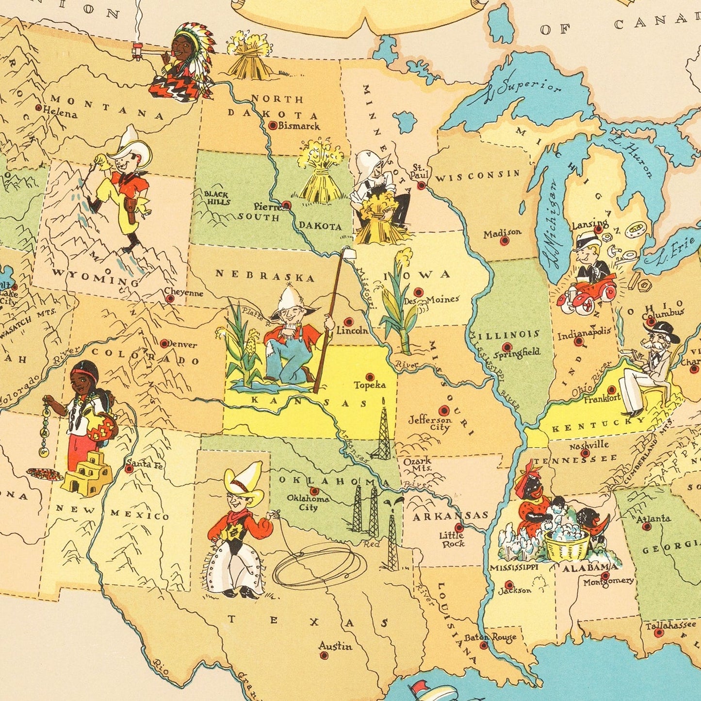 Vintage Map of the United States, 1935