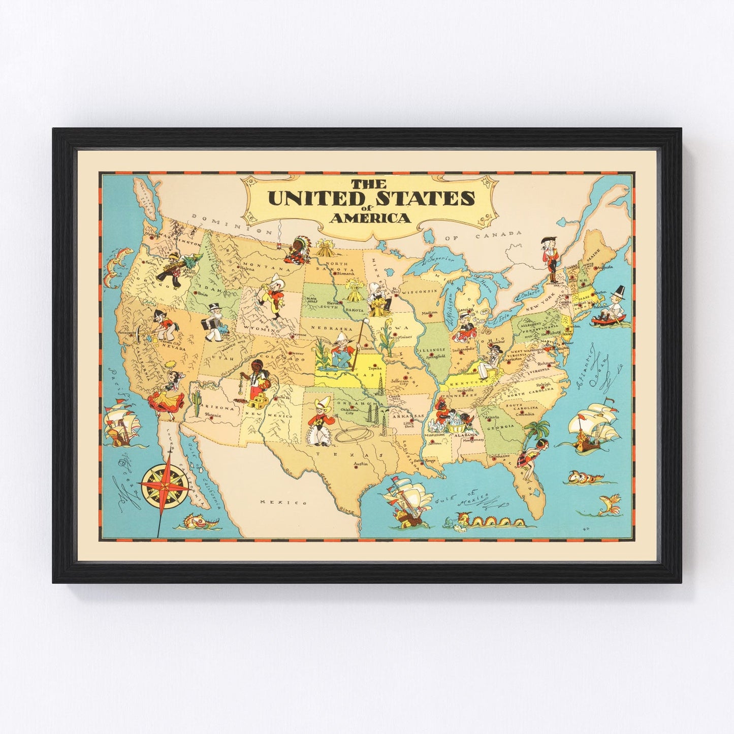 vintage map of the United States, 1935
