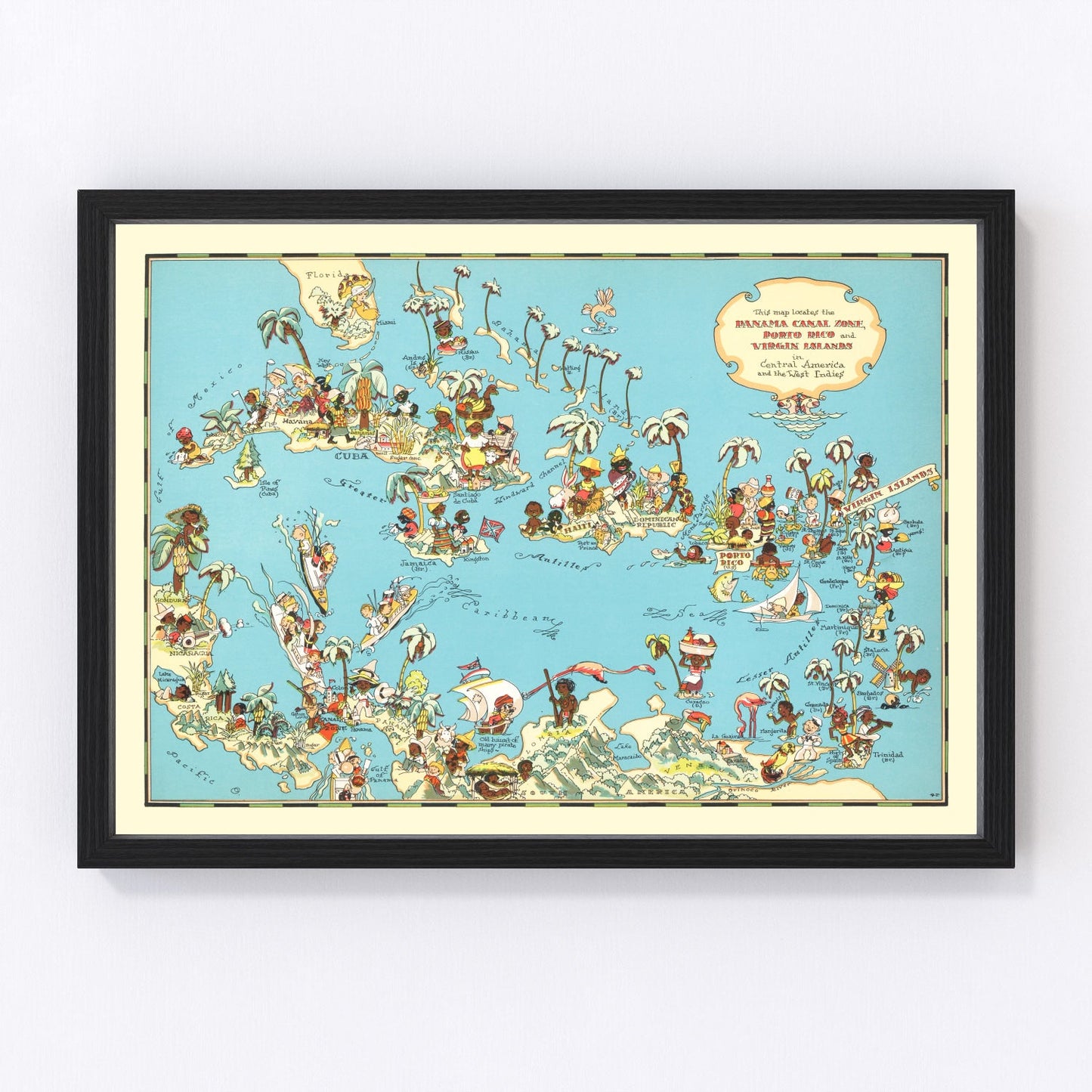 Vintage map of the Panama Canal region, 1935