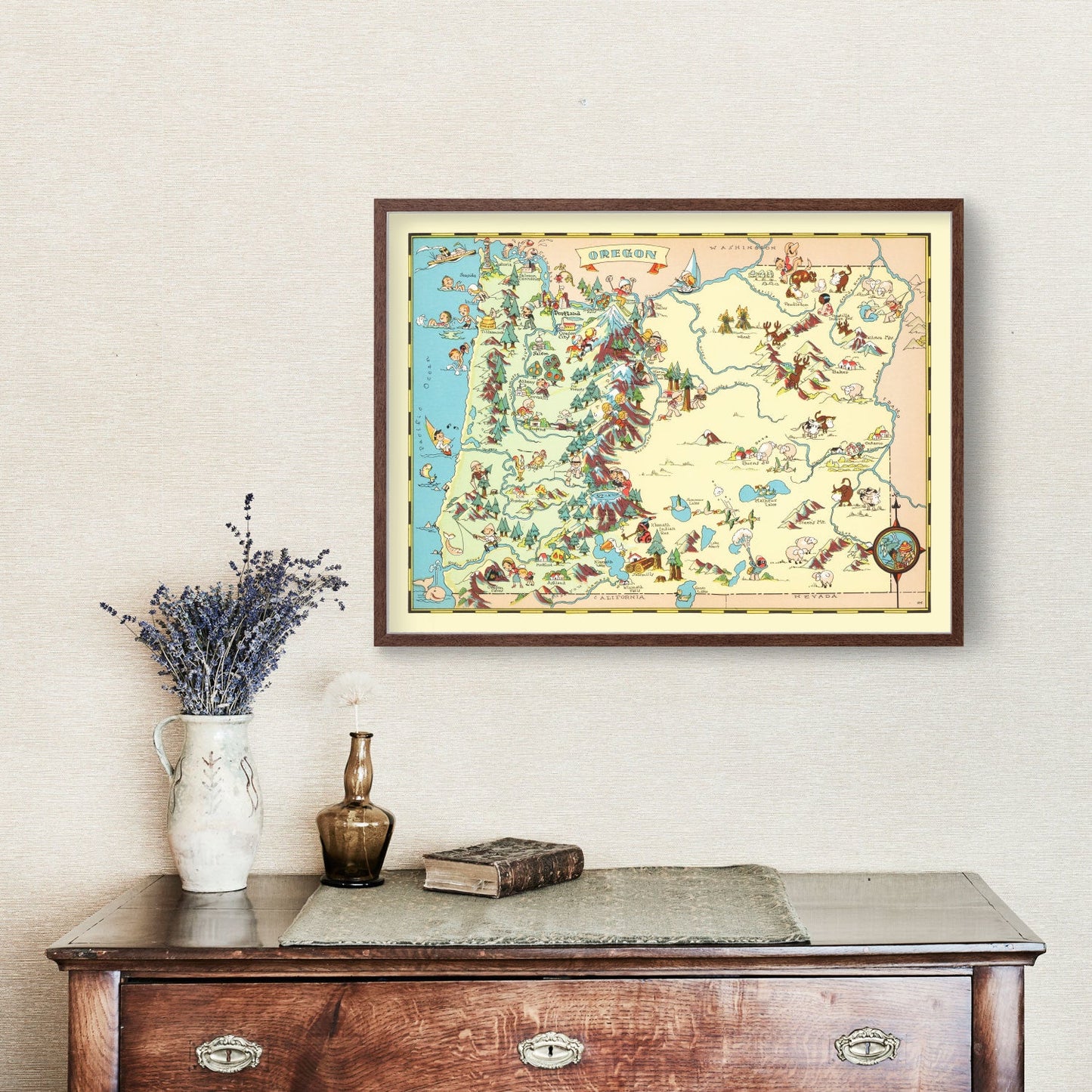 Vintage Map of Oregon, 1935