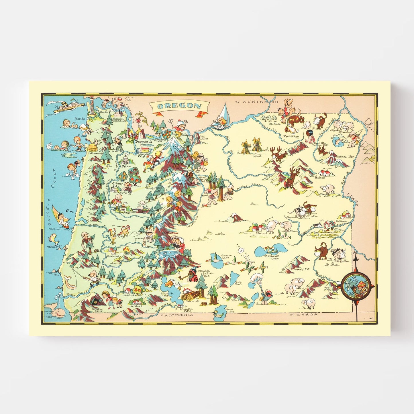Vintage Map of Oregon, 1935