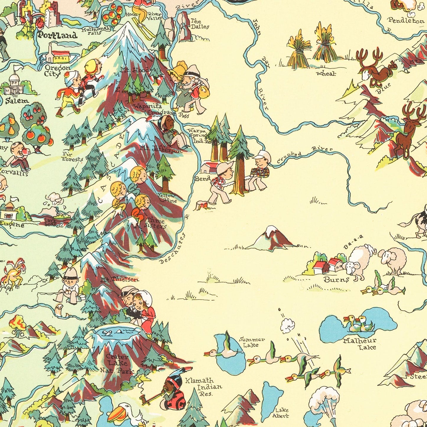 Vintage Map of Oregon, 1935