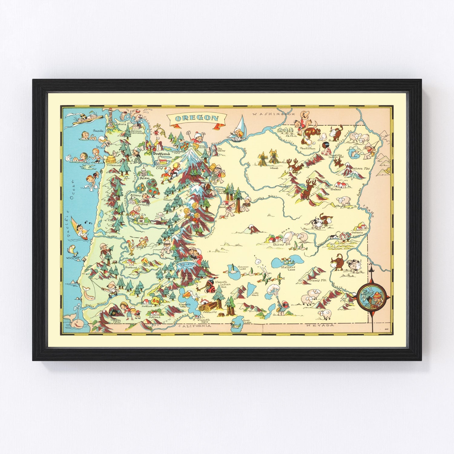 Vintage map of Oregon, 1935