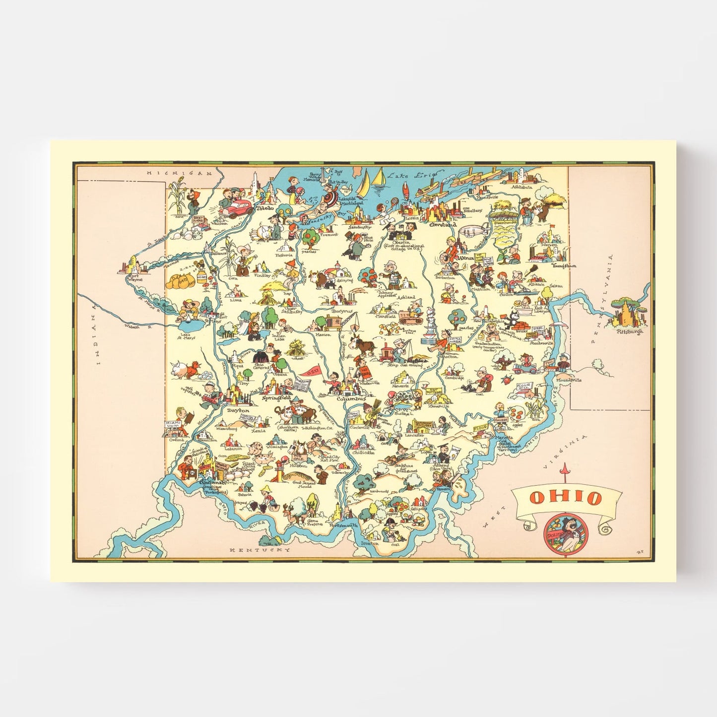 Vintage Map of Ohio, 1935