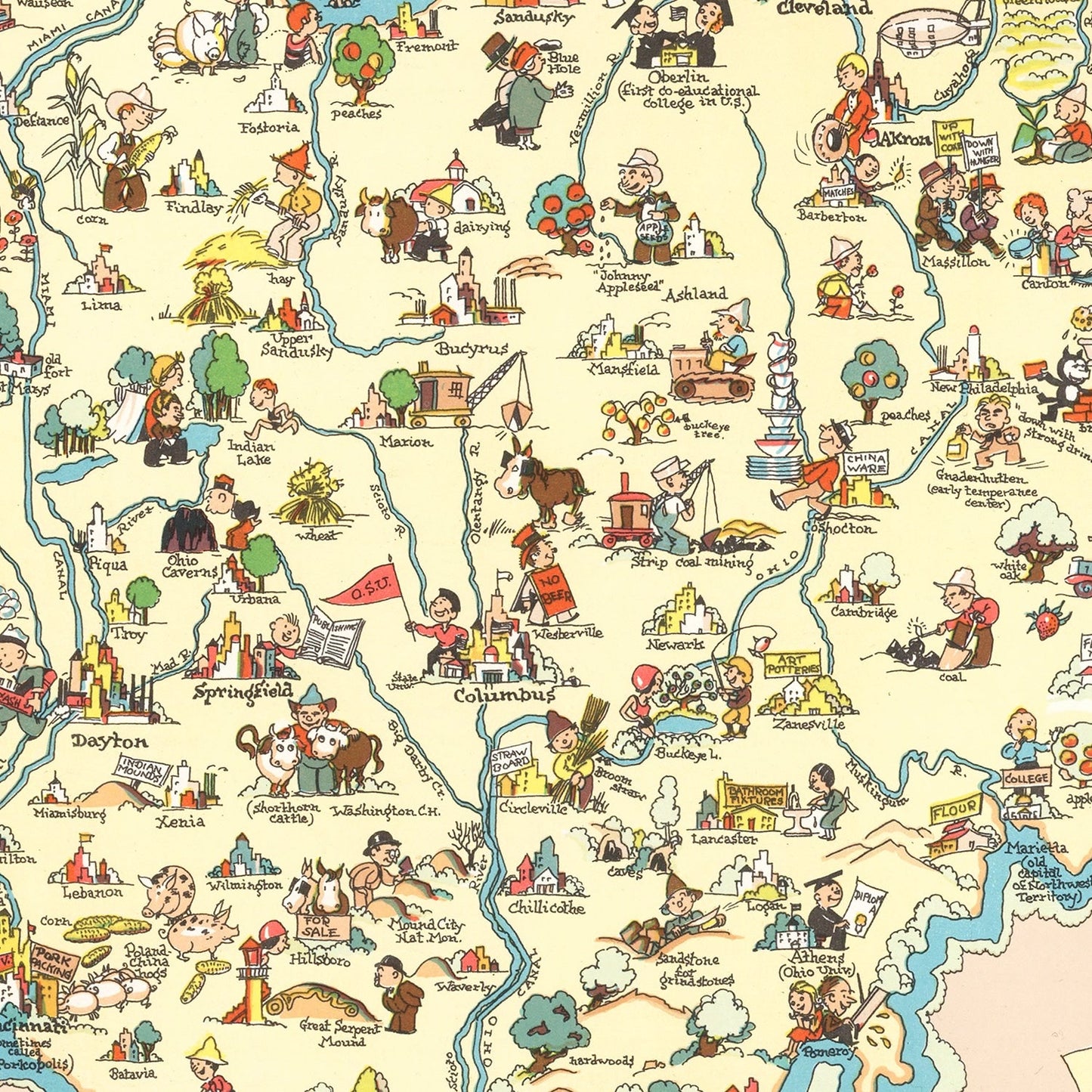 Vintage Map of Ohio, 1935