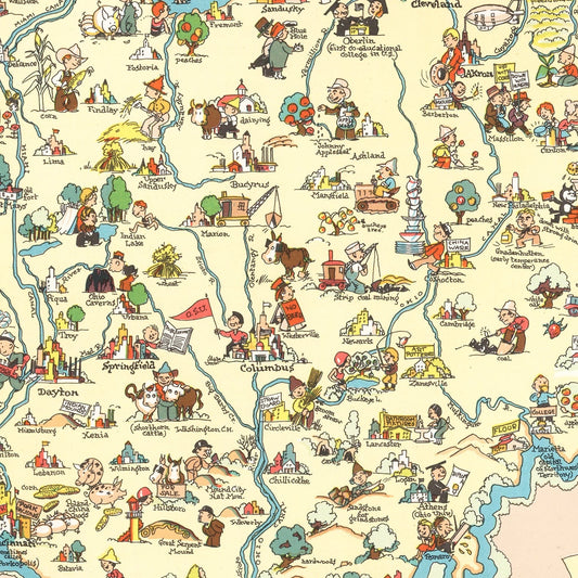 Vintage Map of Ohio, 1935