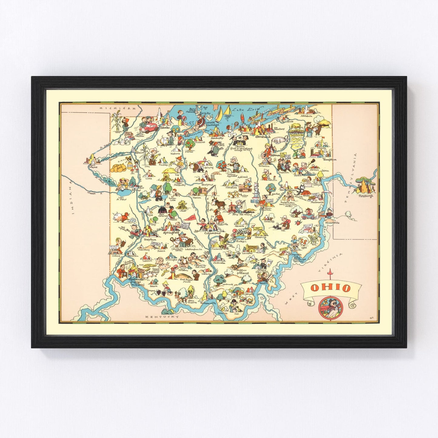 Vintage map of Ohio, 1935