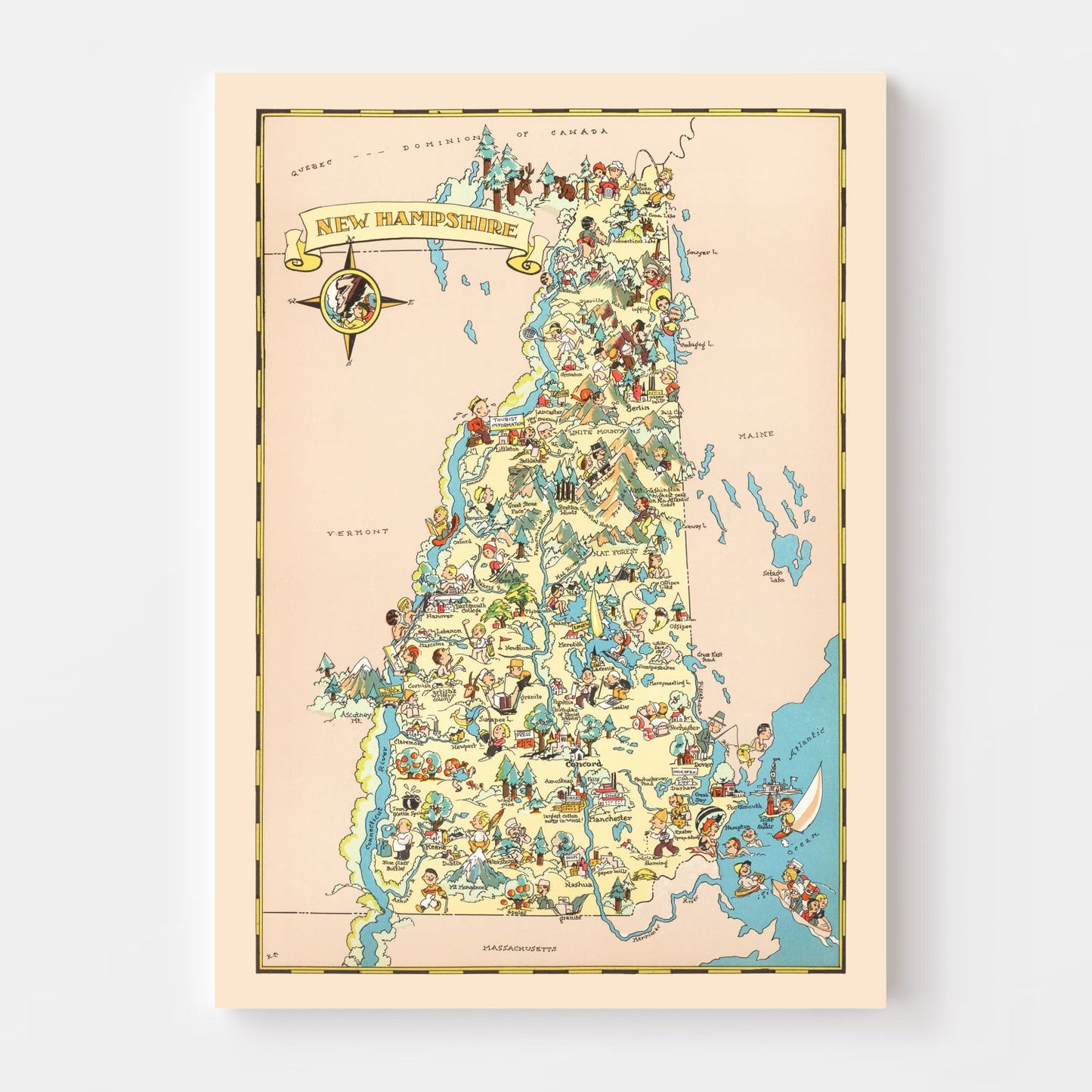 Vintage Map of New Hampshire, 1935