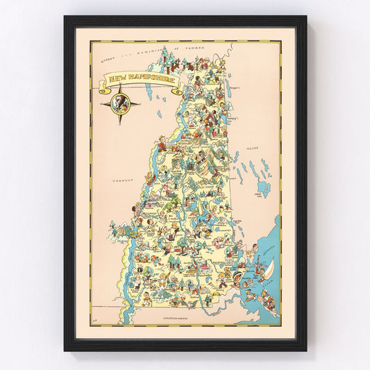 Vintage map of New Hampshire, 1935
