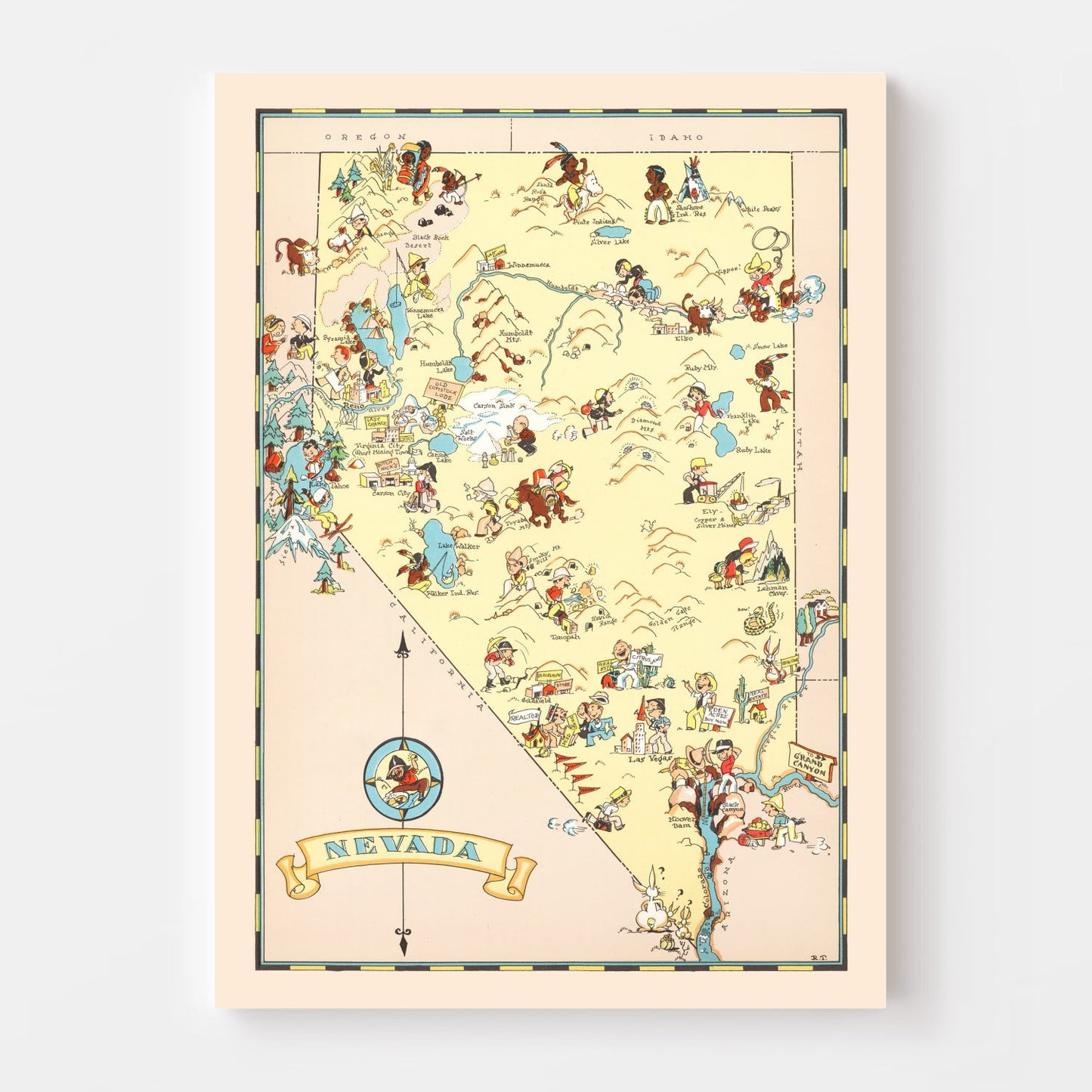 Vintage Map of Nevada, 1935