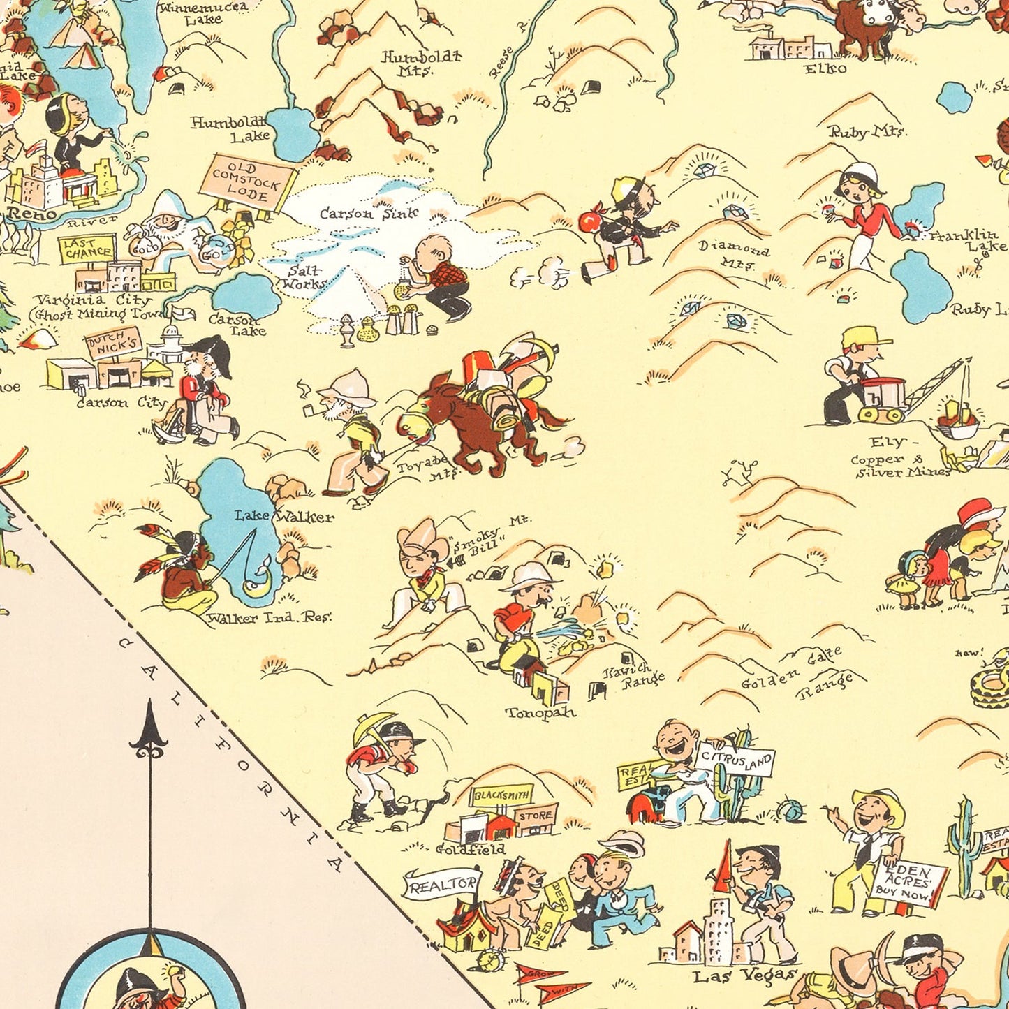 Vintage Map of Nevada, 1935