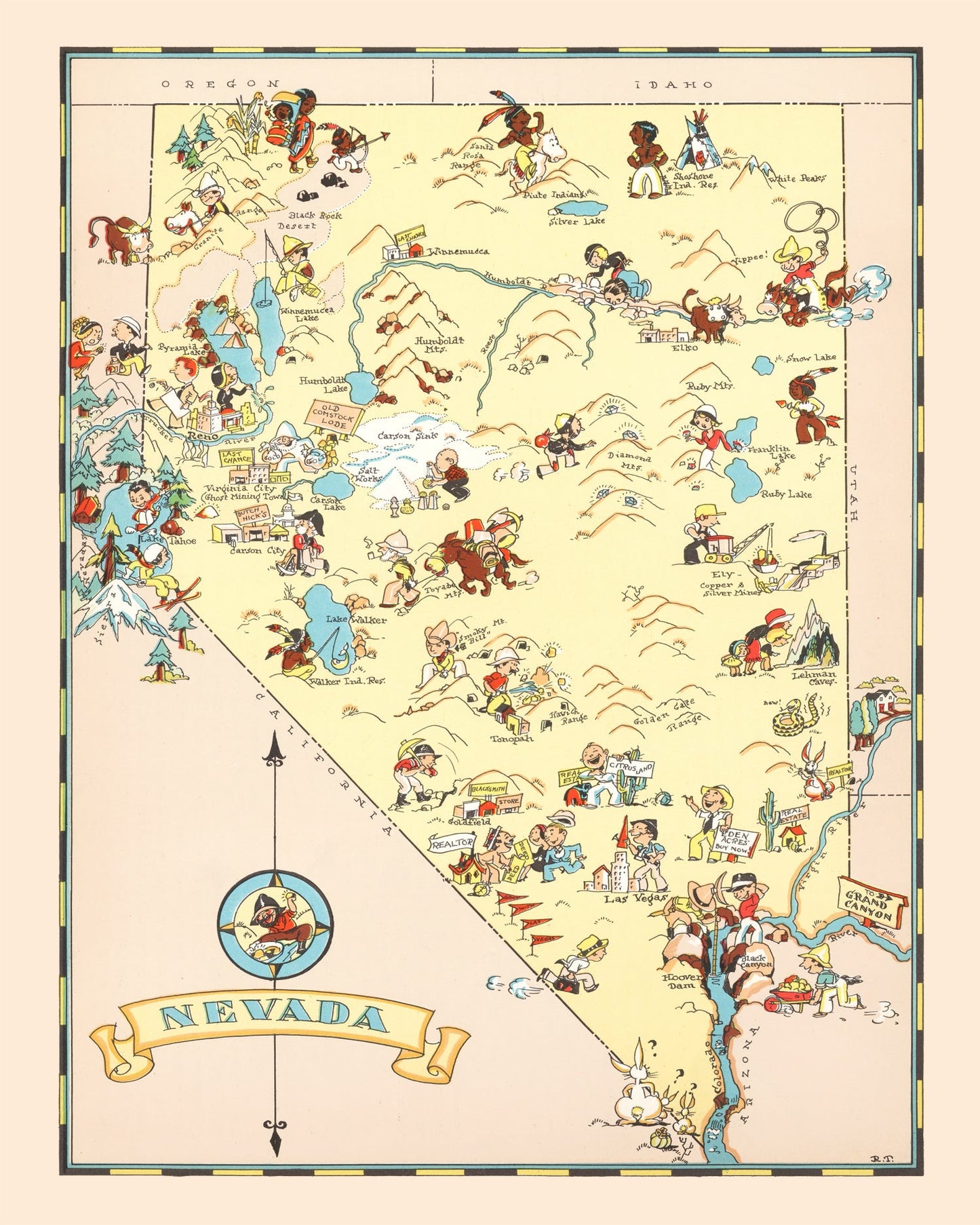 Vintage Map of Nevada, 1935