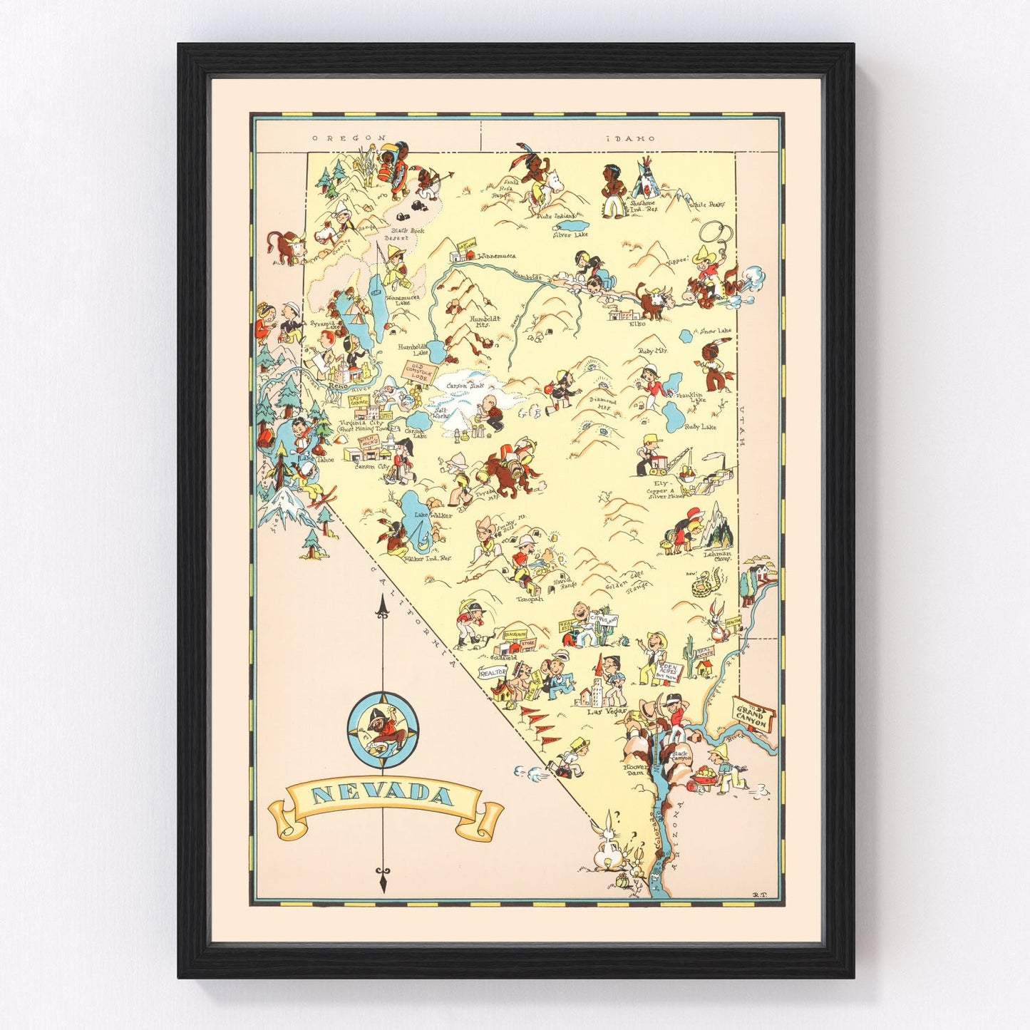 Vintage map of Nevada, 1935