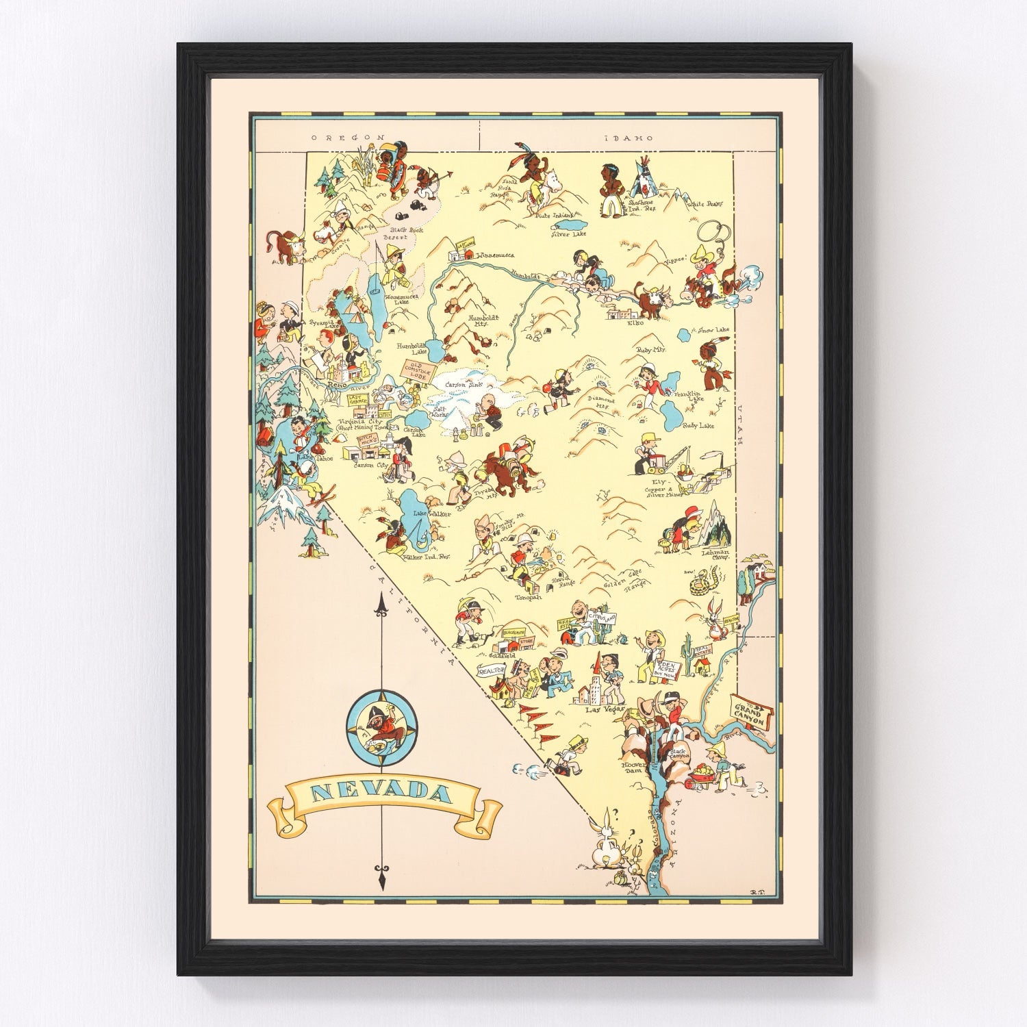 Vintage map of Nevada, 1935