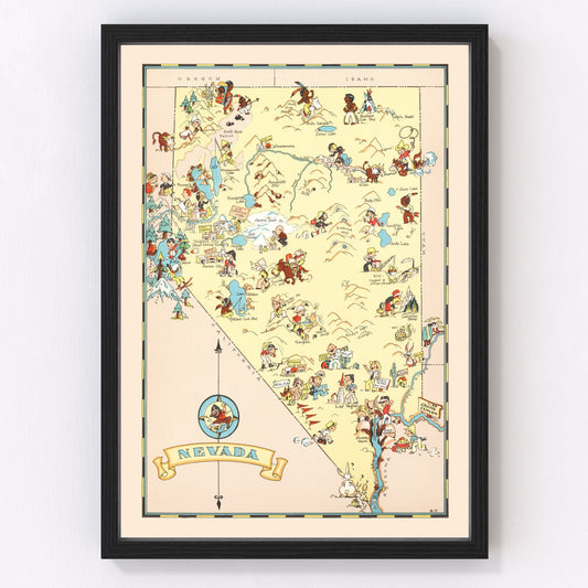 Vintage map of Nevada, 1935