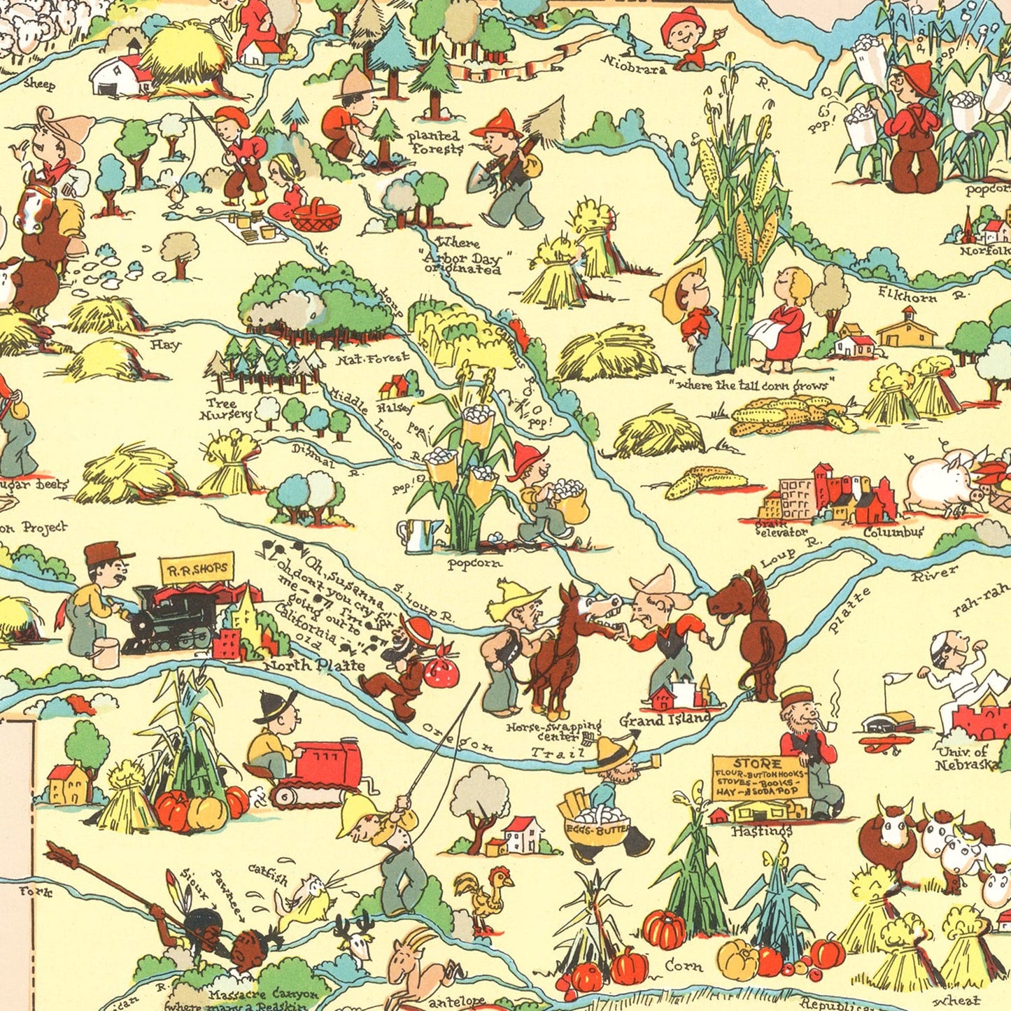 Vintage Map of Nebraska, 1935