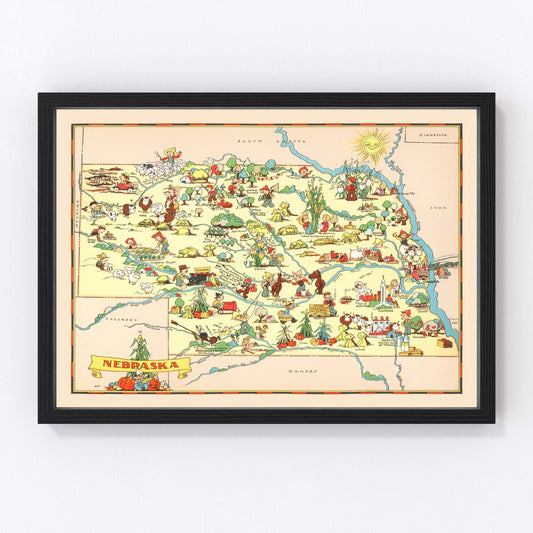 Vintage map of Nebraska, 1935