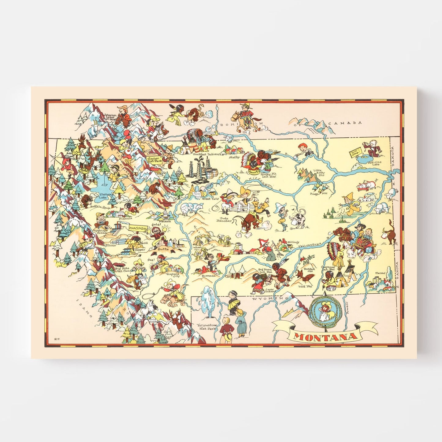 Vintage Map of Montana, 1935