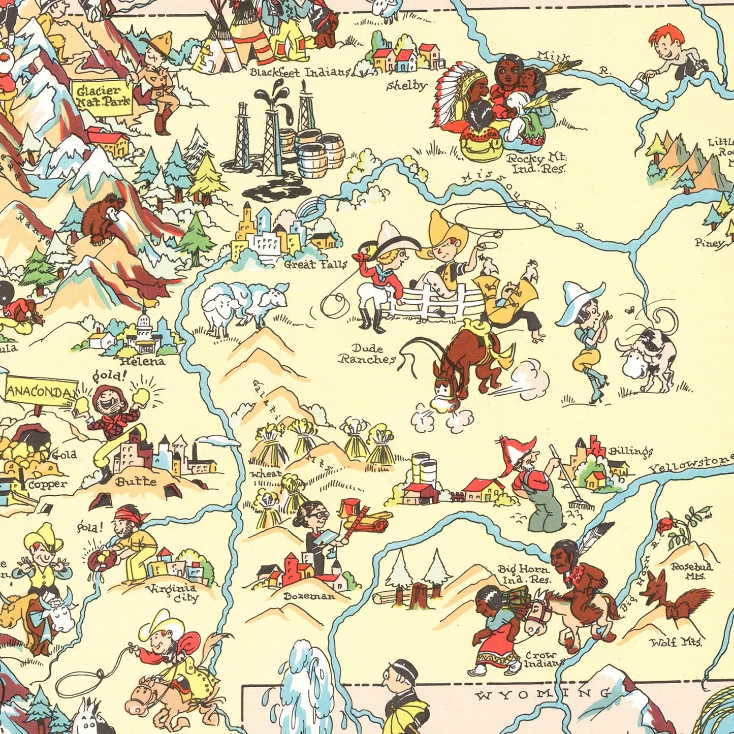 Vintage Map of Montana, 1935
