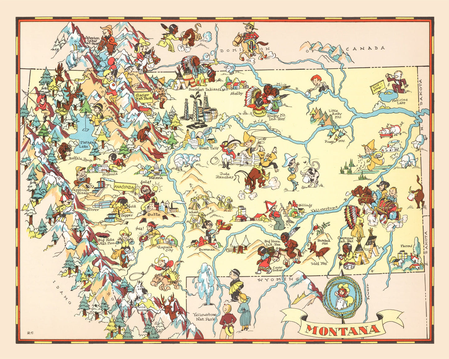 Vintage Map of Montana, 1935