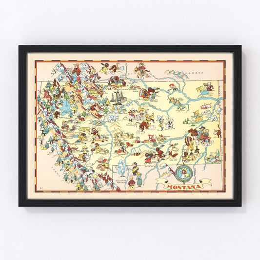 Vintage map of Montana, 1935