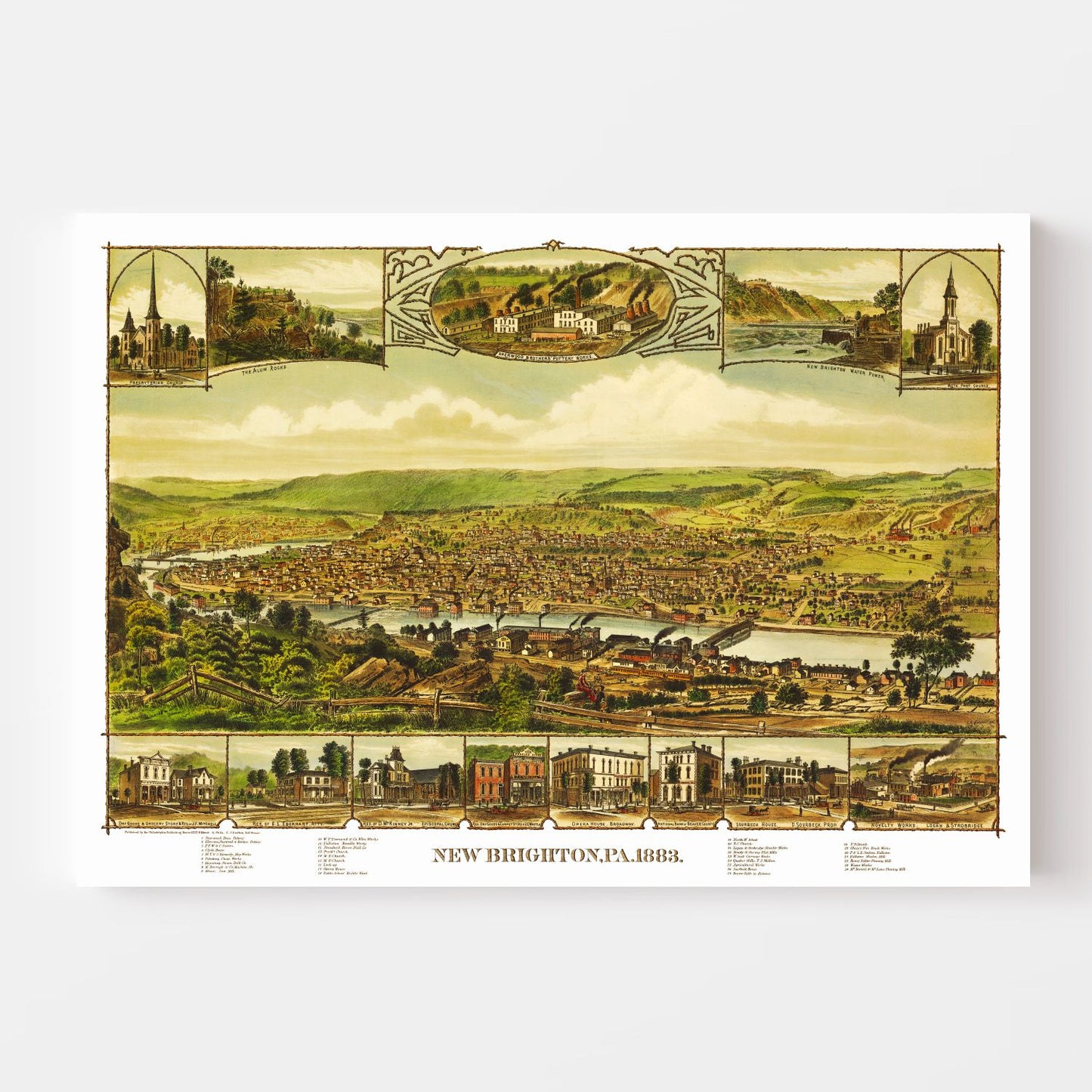 Vintage Map of New Brighton, Pennsylvania, 1883