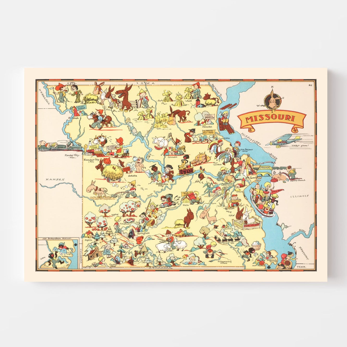 Vintage Map of Missouri, 1935