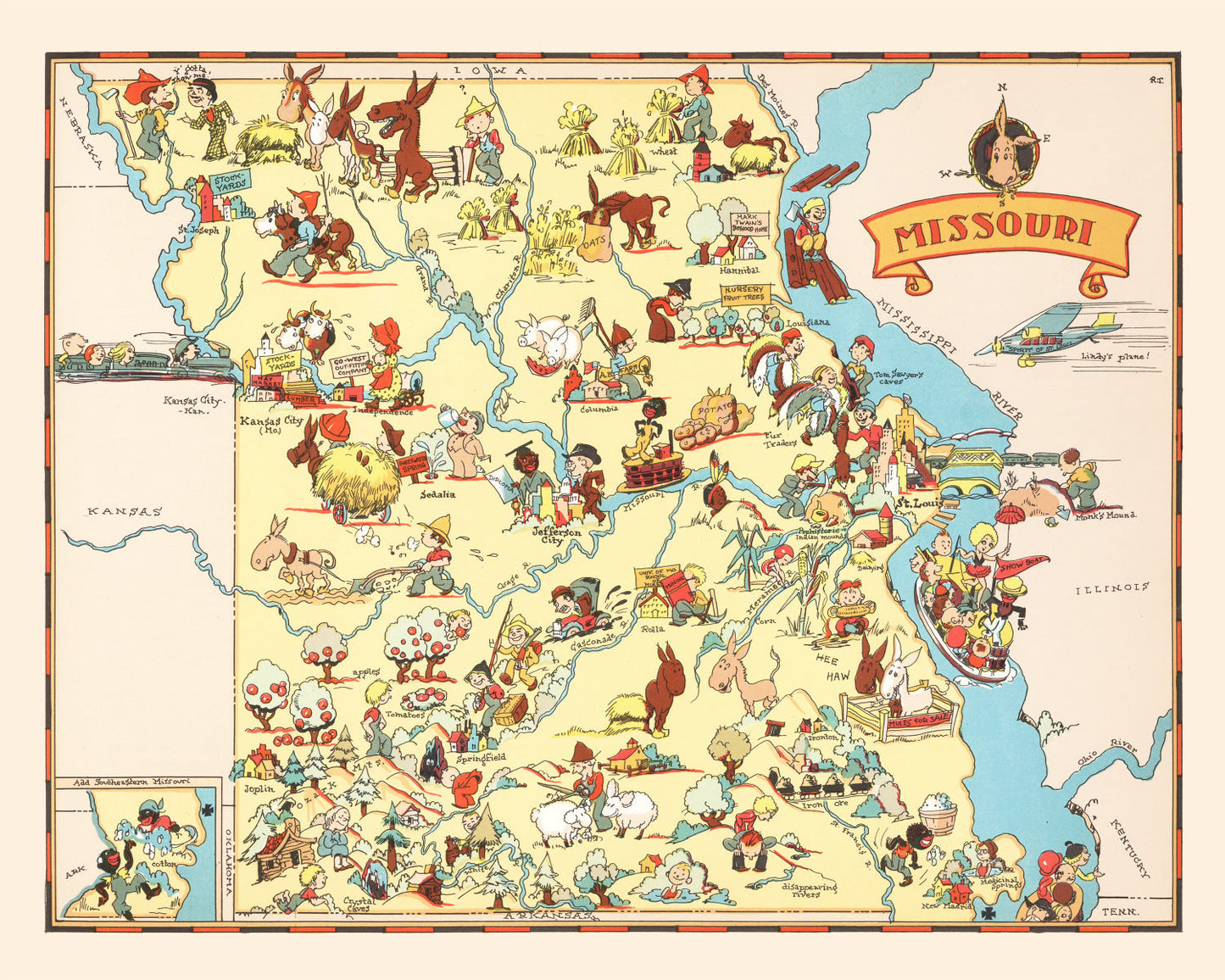 Vintage Map of Missouri, 1935
