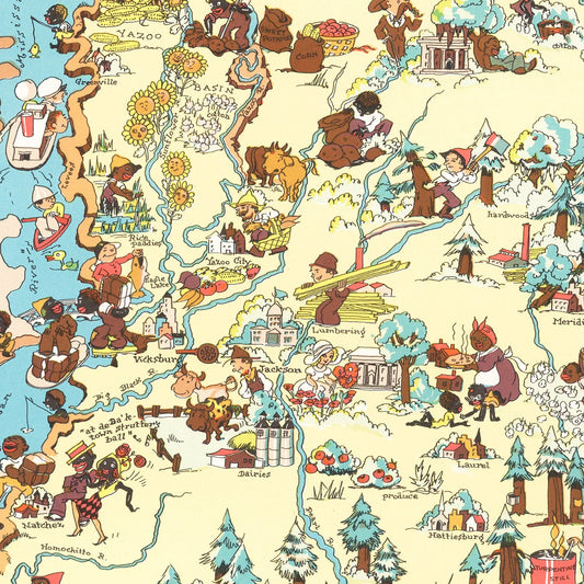 Vintage Map of Mississippi, 1935