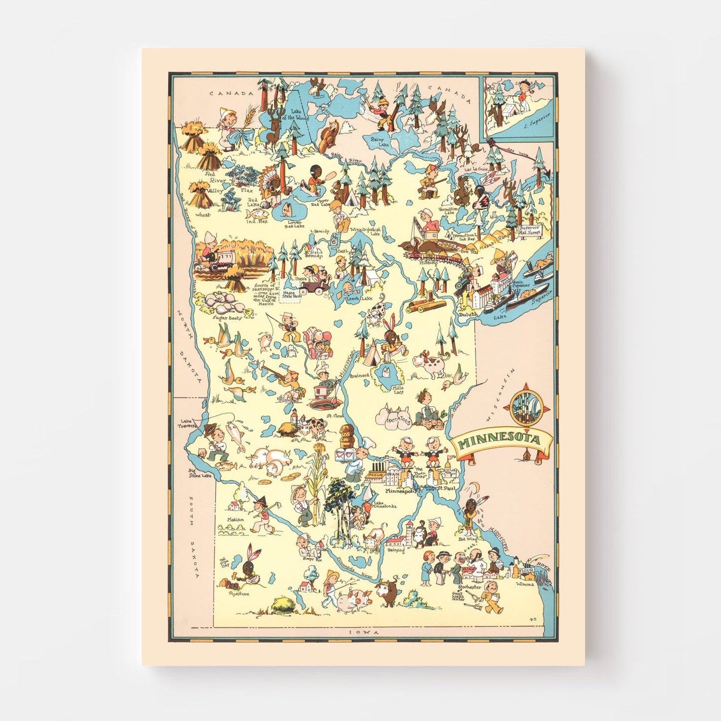 Vintage Map of Minnesota, 1935