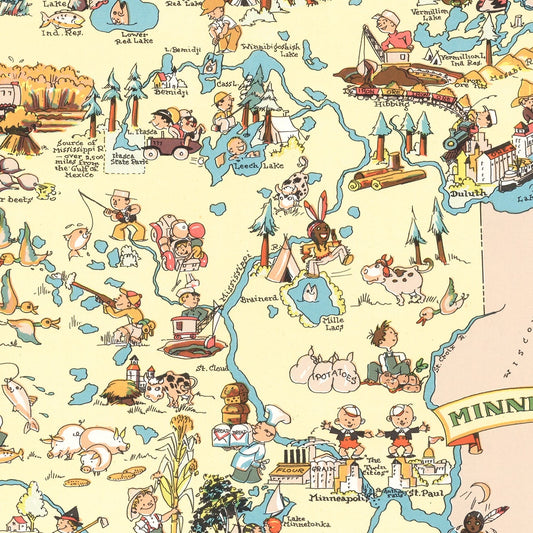 Vintage Map of Minnesota, 1935