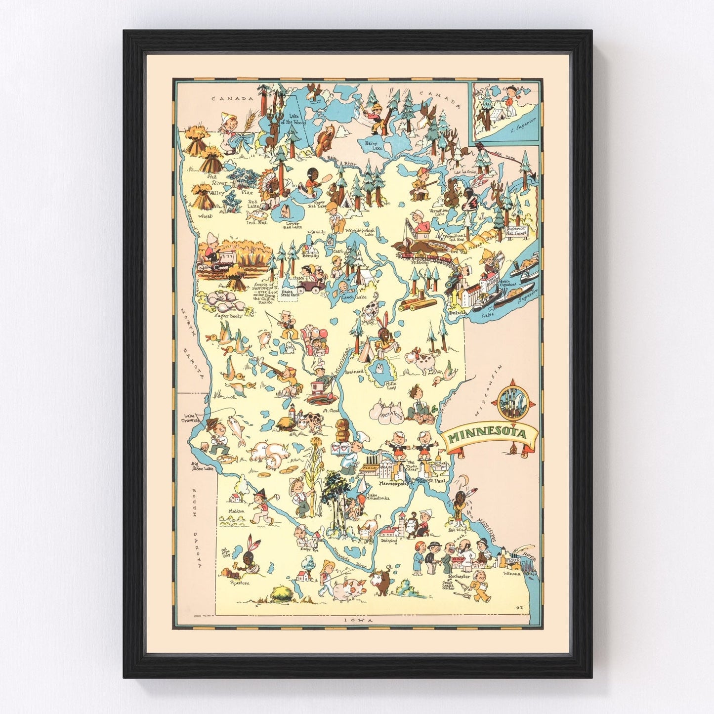 vintage map of Minnesota, 1935