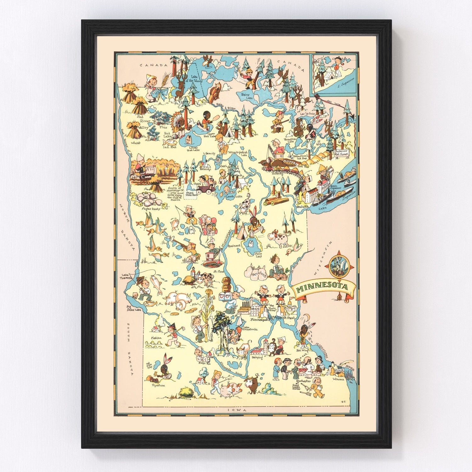 vintage map of Minnesota, 1935