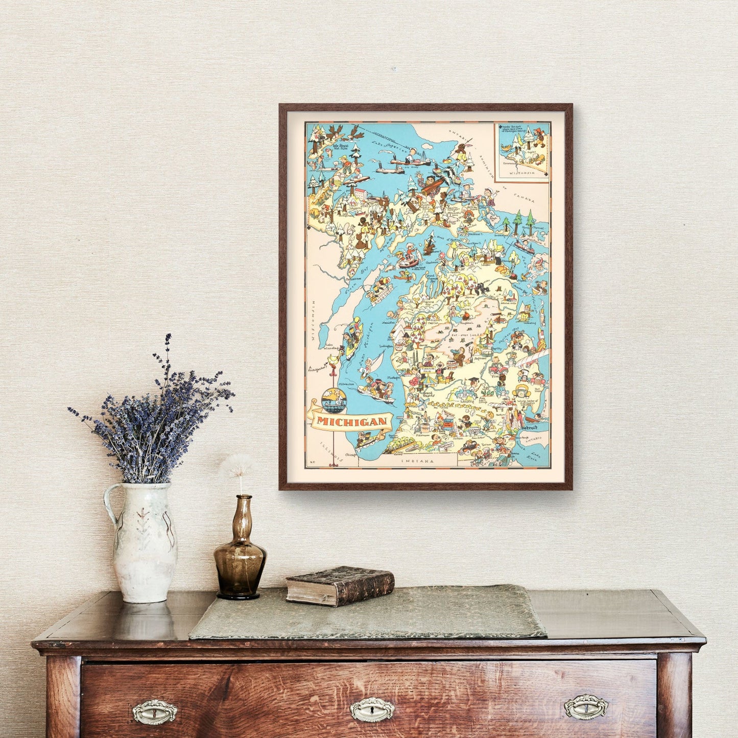 Vintage Map of Michigan, 1935