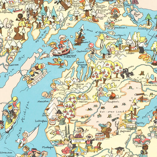 Vintage Map of Michigan, 1935