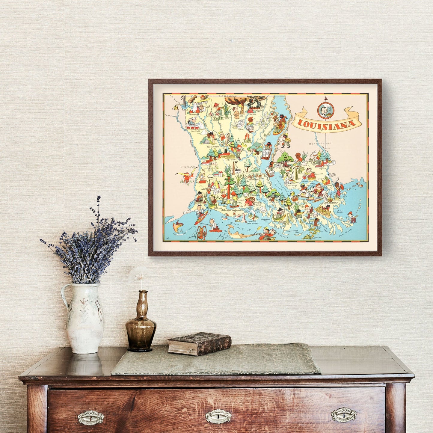 Vintage Map of Louisiana, 1935
