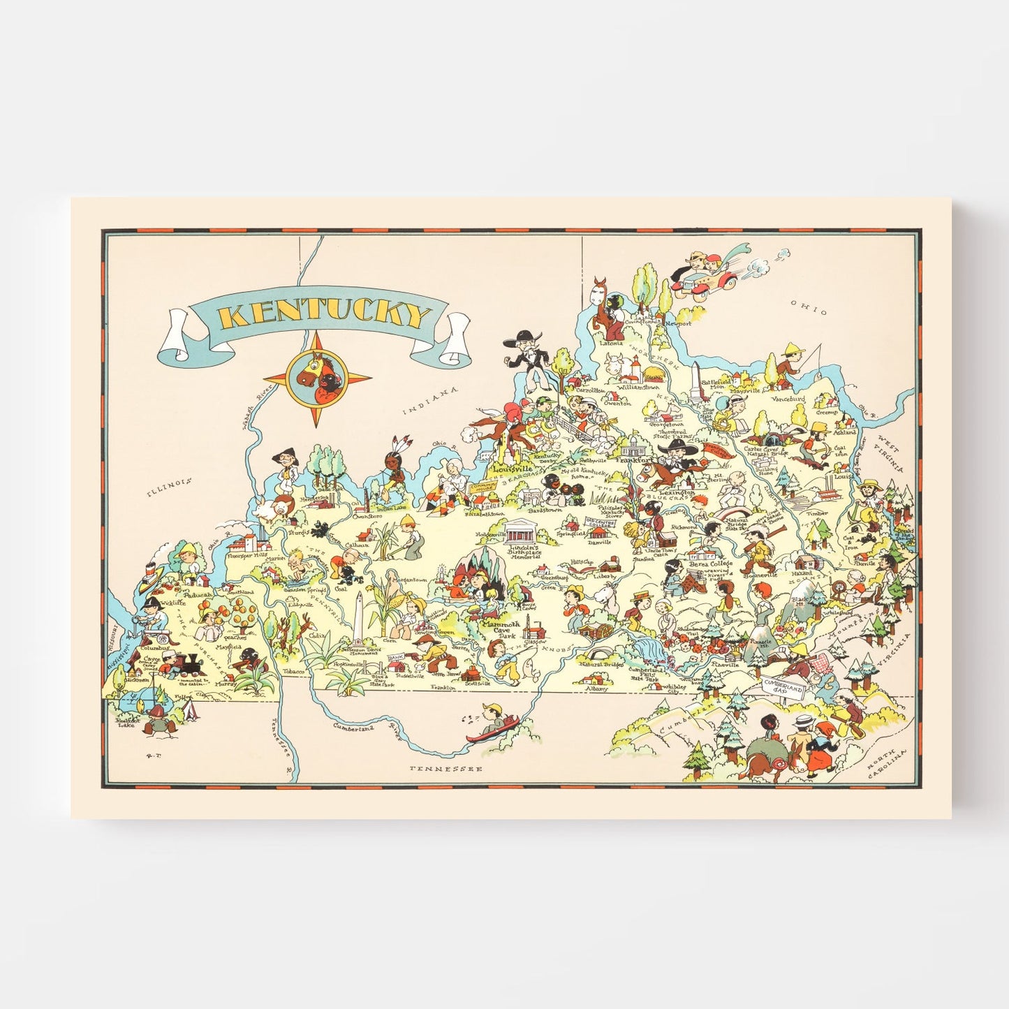 Vintage Map of Kentucky, 1935