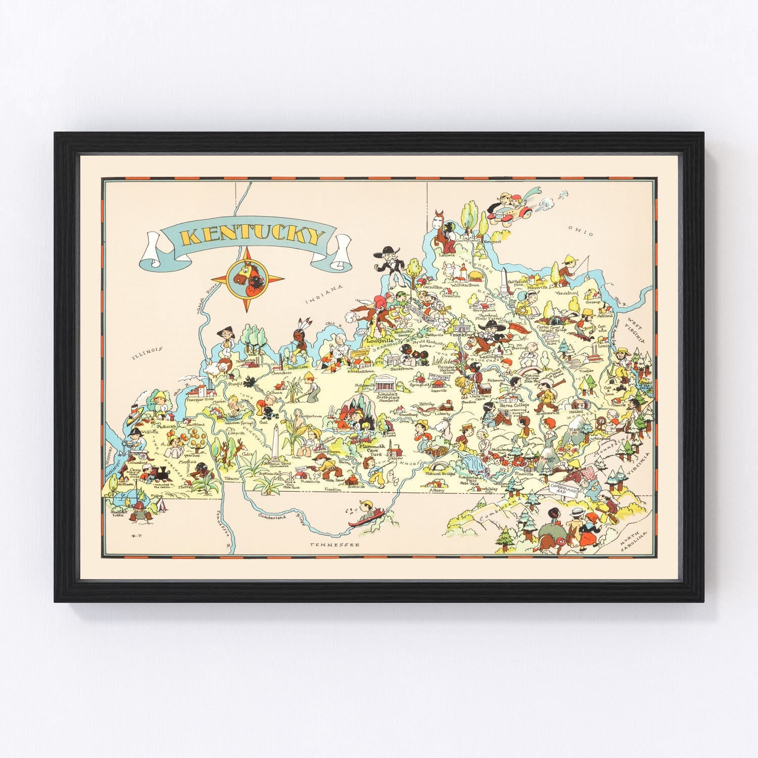 vintage map of Kentucky, 1935