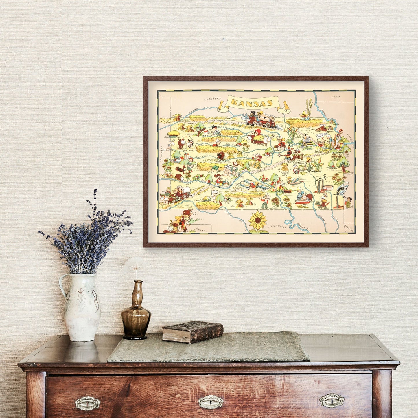 Vintage Map of Kansas, 1935