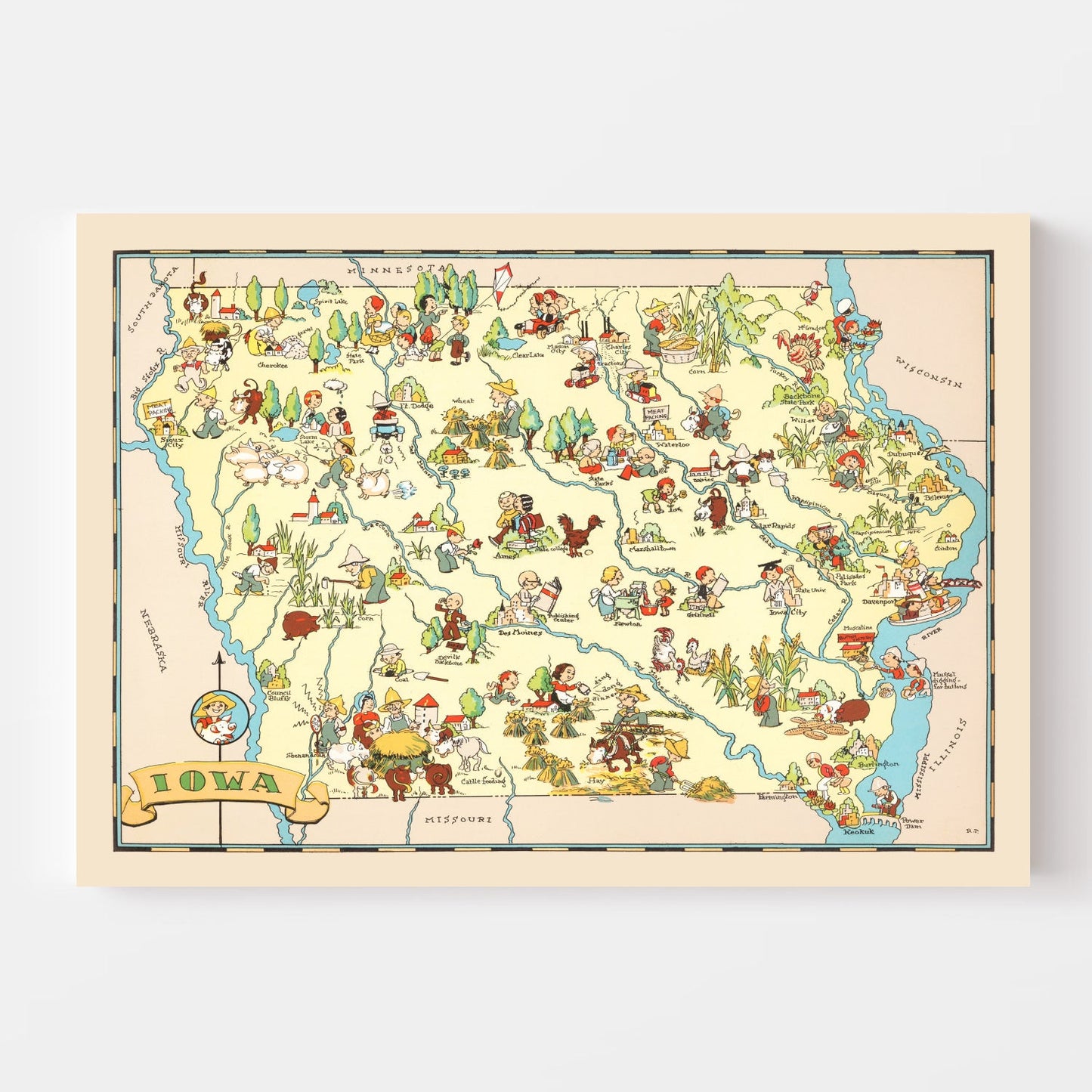 Vintage Map of Iowa, 1935