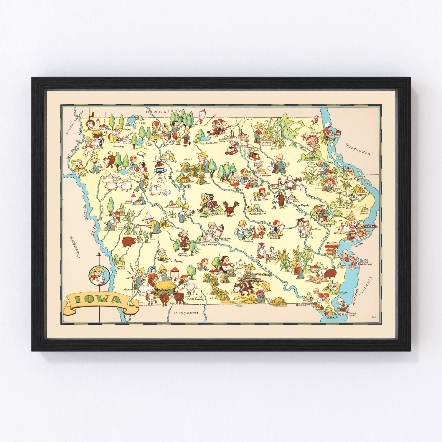 Vintage map of Iowa, 1935