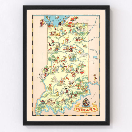 Vintage map of Indiana, 1935