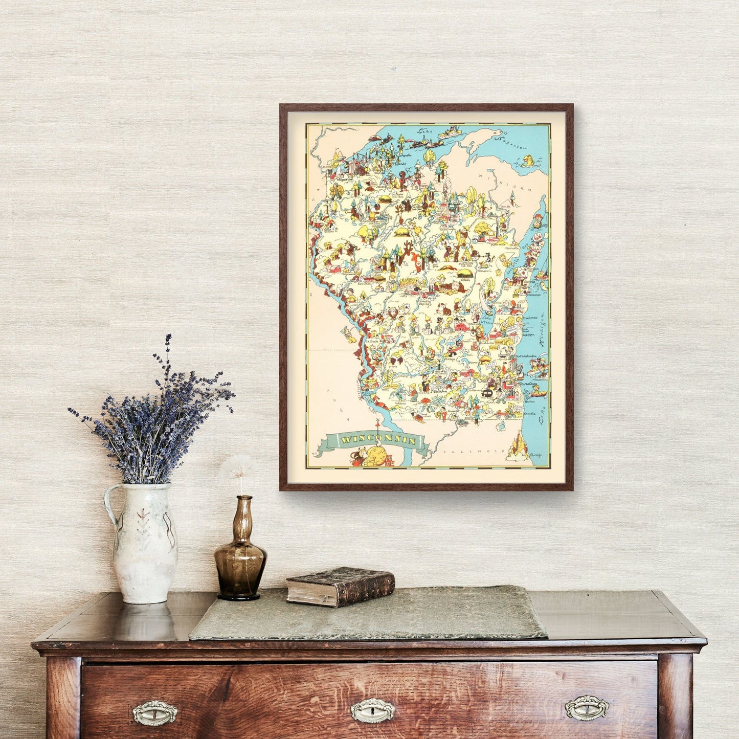 Vintage Map of Wisconsin, 1935