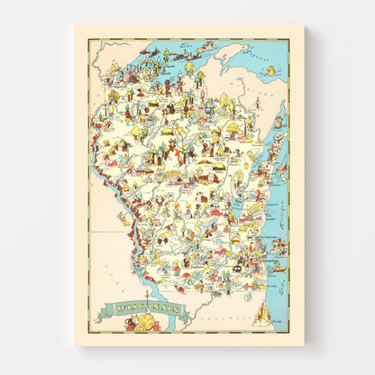 Vintage Map of Wisconsin, 1935