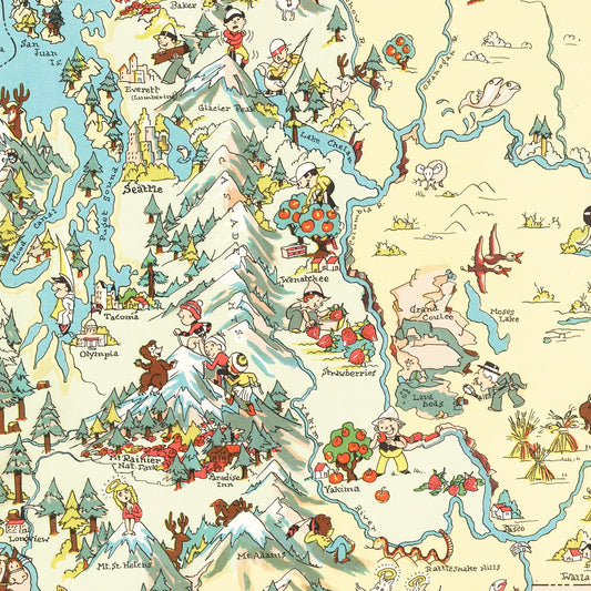 Vintage Map of Washington State, 1935